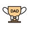 Happy fathers day, trophy award bowtie decoration celebration line and fill icon