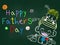 Happy Fatherâ€™s Day a father and son shopping  drawing with pastel chalks theme for digital or printable cards or posters