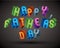 Happy Fatherâ€™s Day greeting card with phrase made with 3d retr