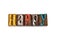 HAPPY. Feelings, stress, psychology and satisfaction concept. Colored wooden letters