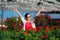 Happy Female Horticulture Scientist Holding Two Flower Pots