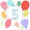 Happy fifth birthday. Colorful balloon greeting card