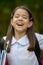 Happy Filipina Child Girl Student Wearing Uniform