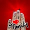 The happy finger family holding we love family word