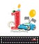 Happy first birthday candle. Baby boy greeting card with race car