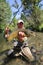 Happy fisherman with huge trout