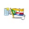 Happy flag comoros holding a glass with juice