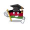 Happy flag malawi wearing a black Graduation hat