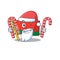 Happy flag santa bring candy belarus cartoon character style