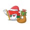 Happy flag santa bring gift belarus cartoon character style