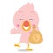 Happy flamingo with money character