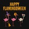 happy flamingoween cartoon vector illustration