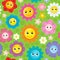 Happy flower heads seamless background 1