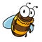 Happy flying cartoon bumble or honey bee