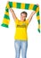 Happy football fan in brasil tshirt