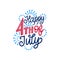 Happy Fourth of July, hand lettering. Calligraphy for Independence Day. Vector inscription on fireworks background.