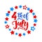 Happy Fourth of July hand written ink lettering