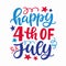 Happy Fourth of July hand written ink lettering