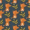 Happy foxes and leaves, colorful seamless pattern