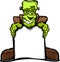 Happy Frankenstein Halloween Monster with Sign