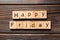 Happy friday word written on wood block. Happy friday text on wooden table for your desing, concept