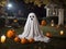 A happy and friendly ghost at Halloween