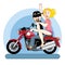 Happy friendship day card. 4 August. Best friends riding a motorcycle