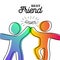 Happy friendship day card of friend high five