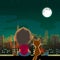 happy friendship day cute cartoon illustration of friendship between cat and boy