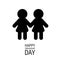 Happy Friendship Day. Girls holding hands icon. Friends forever. Two black woman female silhouette sign symbol. LGBT Isolated. Whi