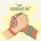 Happy Friendship Day, shake hands illustration poster, vector