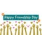 Happy friendship day wishes greeting card abstract background with colorful hearts, hands pattern, graphic design illustration