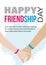 Happy frienship day poster.Vector illustration banner in cartoon style.Hand holding