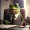 Happy Frog Businessman In The Office. Generative AI