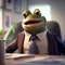 Happy Frog Businessman In The Office. Generative AI