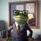 Happy Frog Businessman In The Office. Generative AI