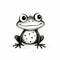 Happy Frog Cartoon Drawing: Minimalistic Black And White Art For Kids