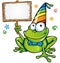 happy frog party with signboard