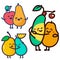 Happy fruits hugging vector graphics