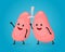 Happy fun cute lungs. Vector flat cartoon