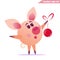 Happy and funny amazed pig with christmas ball