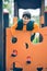 Happy, funny, brave boy on the playground