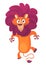 Happy funny cartoon lion. Vector character illustration for children book