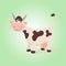 Happy funny cow. Creative illustration farm cute cows with expressions character and pink udder. Vector comic cattle