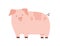 Happy funny pig isolated on white background. Cute pink piglet with hooked tail. Childish colored flat cartoon vector