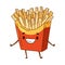 Happy funny smiling french fries cartoon character vector illustration