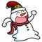 Happy & funny snowman running happily for christmas celebration
