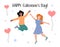 Happy Galentines Day poster. Friends women have fun together at Galentines party on February 13. Female holiday. Vector flat