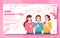 Happy Galentines Day Social Media Landing Page Cartoon Hand Drawn Templates Illustration