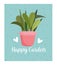 Happy garden, houseplant in pot decoration hearts